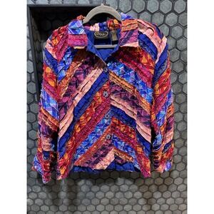 Vintage 1990s Alex Kim Bright Patchwork Jacket / Shacket - Women's‎ Petite Large
